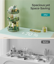3-Tier Rotating Makeup Organizer, Customizable Skincare & Cosmetic Storage Box
