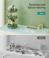 3-Tier Rotating Makeup Organizer, Customizable Skincare & Cosmetic Storage Box
