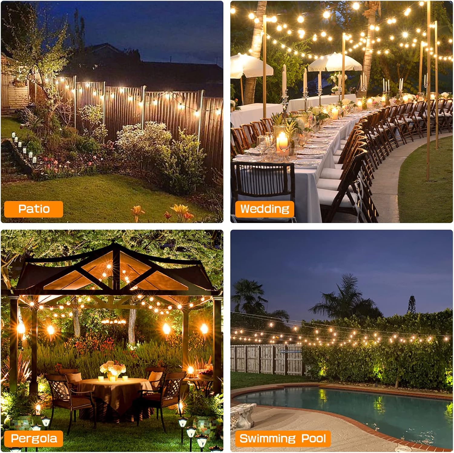 9M Solar Festoon Lights, 20 Bulbs, Remote Control
