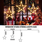 Christmas Window Star Lights, 30 LEDs Battery String Lights with Timer