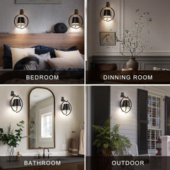 2 Pack Rechargeable Wall Lights – Dimmable Wireless Sconces Black