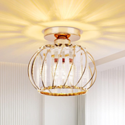 Vintage Semi Flush Ceiling Light – Black Metal Cage Fixture with E27 Holder for Living Room, Kitchen, Bedroom, or Hallway