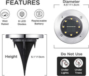 12-Pack Solar Deck Lights – Waterproof Outdoor LED Ground Lights for Walkways