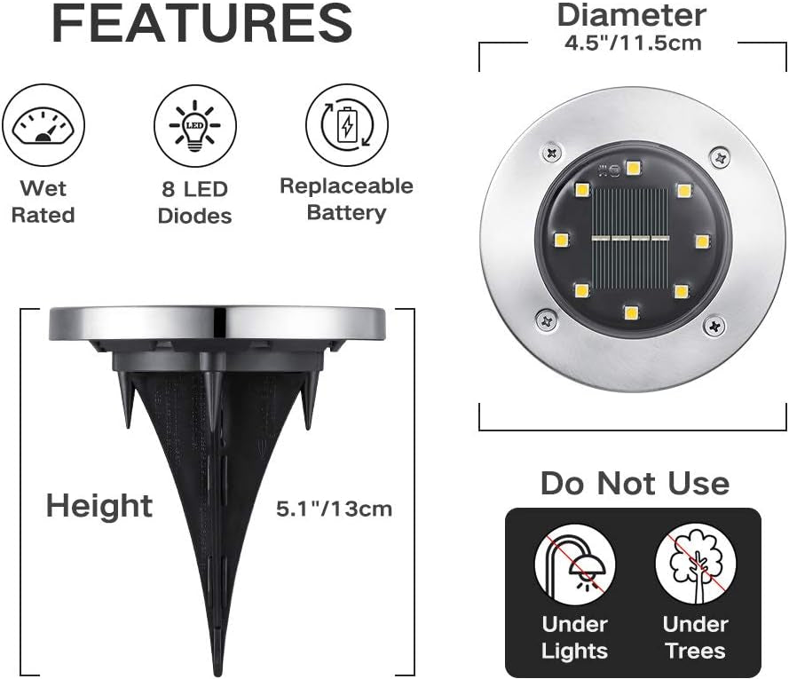 12-Pack Solar Deck Lights – Waterproof Outdoor LED Ground Lights for Walkways