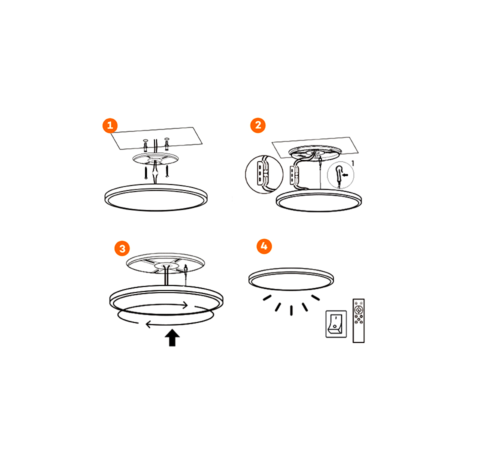 Dimmable LED Ceiling Light 24W with Remote – Adjustable Color Temperature (3000K-6500K) & Night Light Mode for Bedroom, Living Room, Kitchen