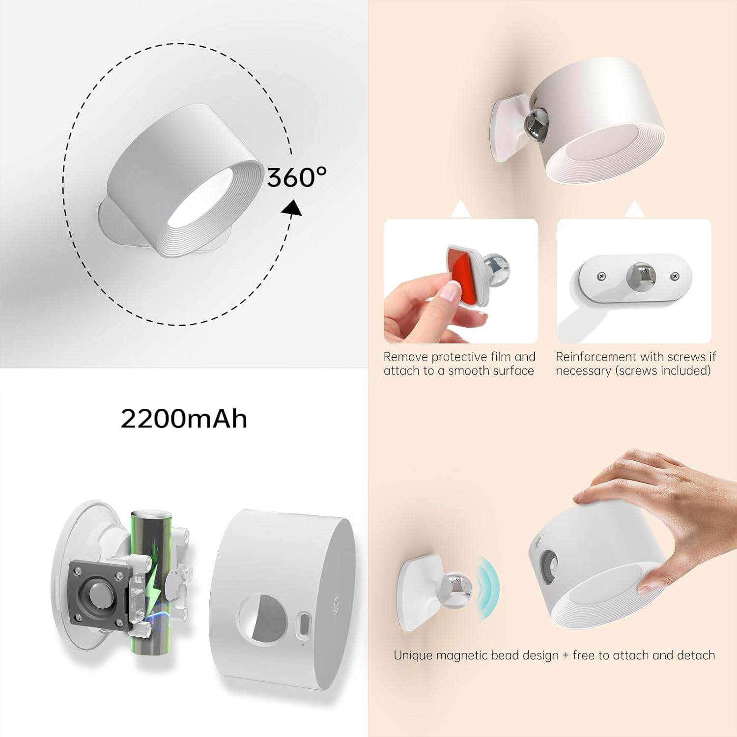 2 Pack Wall Spotlights with 3 Color Modes