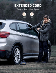 12V Portable Car Tyre Inflator – 100W Air Compressor Pump with Gauge & LED Light