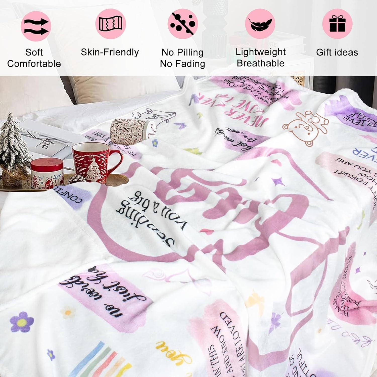 Best Friend Gift Blanket for Women – Flannel Hug Throw, 150x130cm, Birthday & Christmas Present