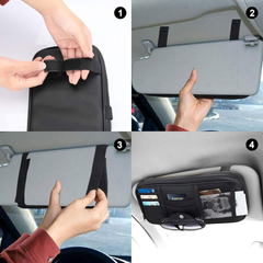 Leather Car Sun Visor Organizer – Multi-Pocket Sunglasses, Card & Document HolderLeather Car Sun Visor Organizer – Multi-Pocket Sunglasses, Card & Document Holder
