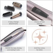 Air Styler 1000W – All-in-One Hair Dryer Brush, Volumiser & Curler with Ionic Tech