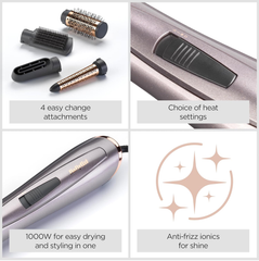 Air Styler 1000W – All-in-One Hair Dryer Brush, Volumiser & Curler with Ionic Tech