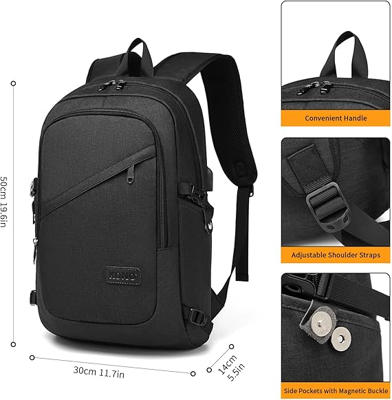Anti-Theft Laptop Backpack – 15.6" USB Charging Travel & Work Rucksack Unisex
