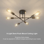 Modern 6/8-Light Black Sputnik Chandelier – Adjustable E27 Ceiling Fixture