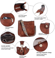 Trendy Crossbody Bags for Women – Vegan Leather Hobo Handbag with 2 Straps