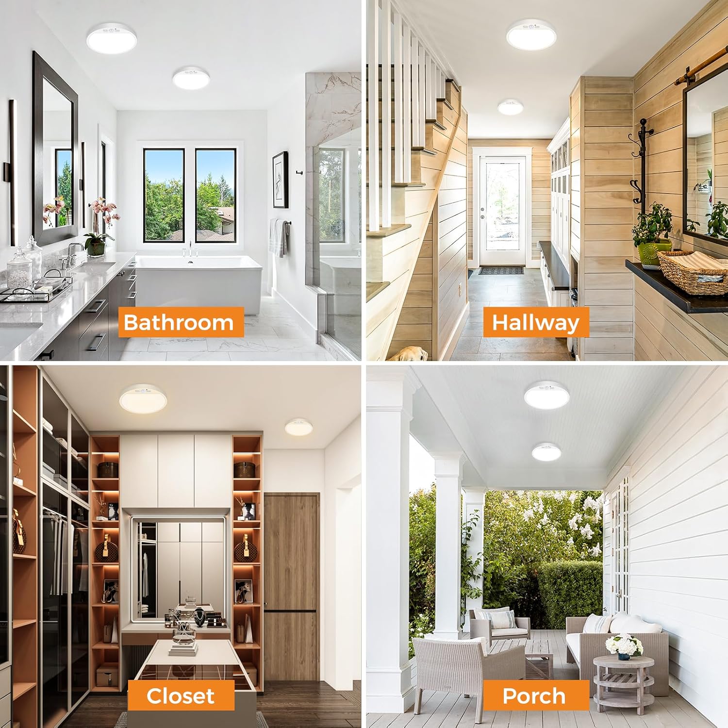 Motion Sensor LED Ceiling Light, 15W, 3 CCT, 1500LM