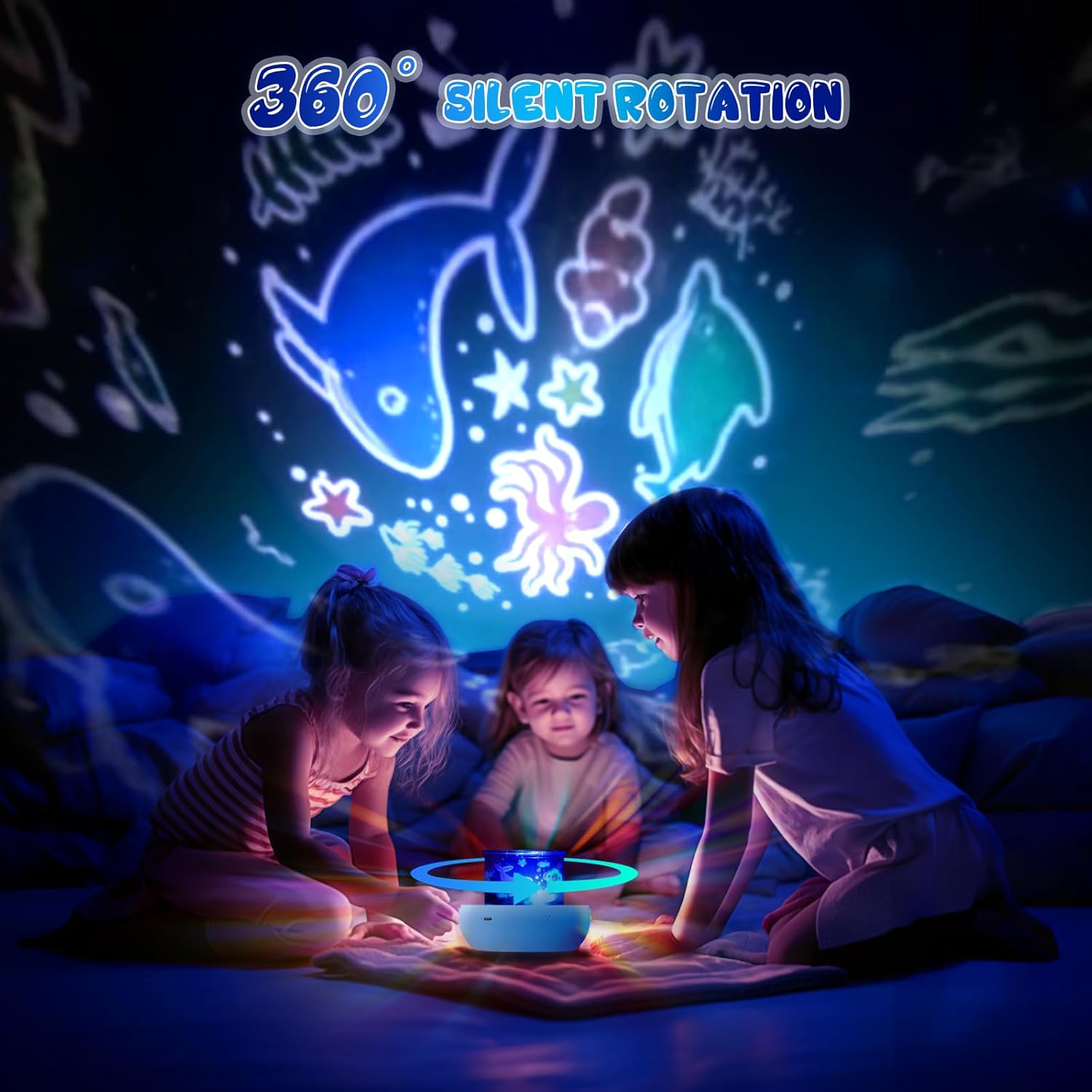 Baby Night Light, 360° Rotate, Star Projector Night Light Kids, USB Rechargeable Sensory Lights Projector, Remote-Controlled Baby Projector Light for Bedroom Decor