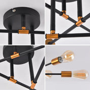 Modern 6-Light Gold Black Sputnik Ceiling Light, E27 Base