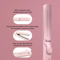 2-in-1 Hair Straightener & Curler – Titanium Flat Iron with Cooling Air Vents (Blush)