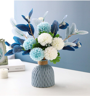 NAWEIDA Artificial Hydrangea Flowers with Vase – Faux Floral Arrangement Décor