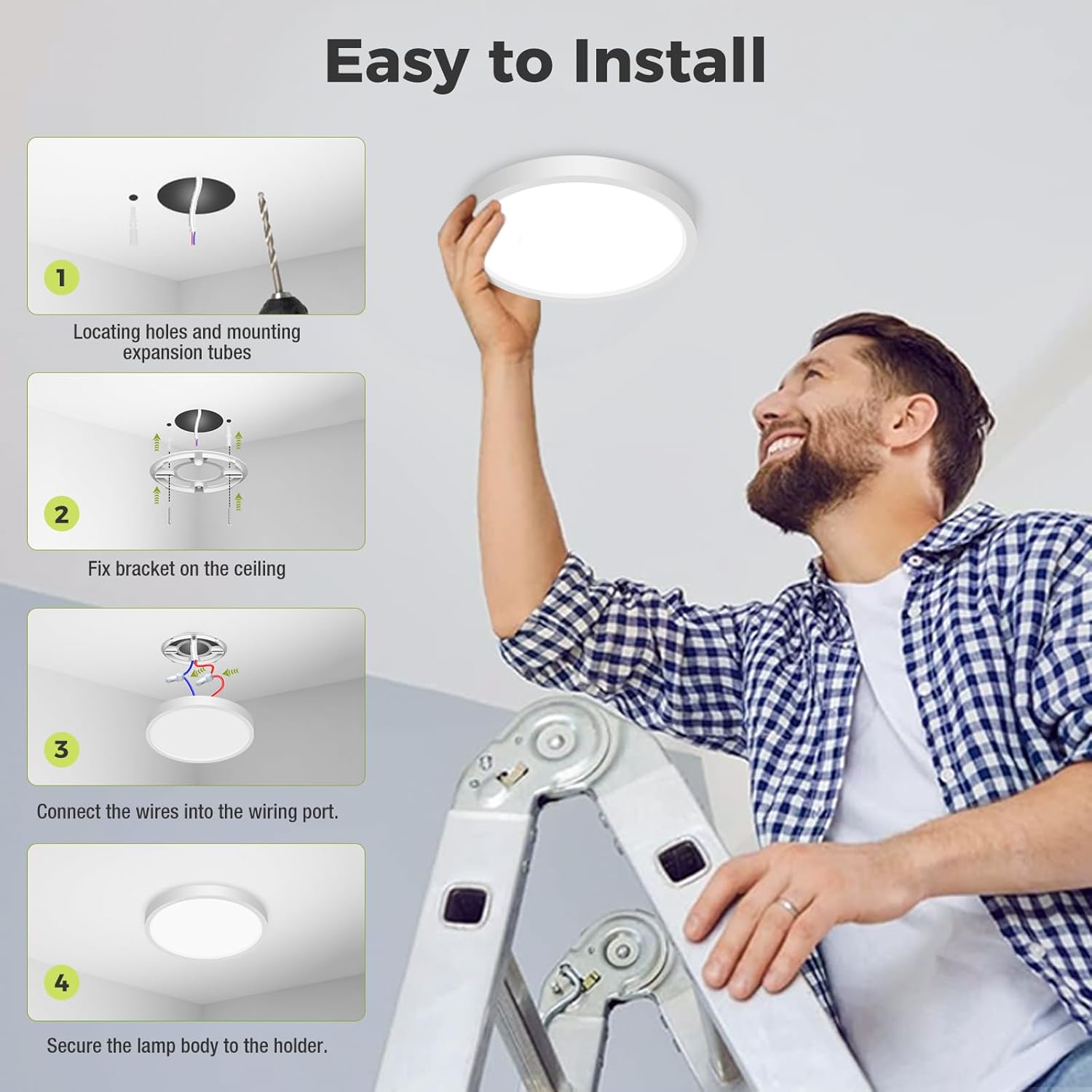 LED Ceiling Light, IP54, 3 Colour Temps, Flush Mount