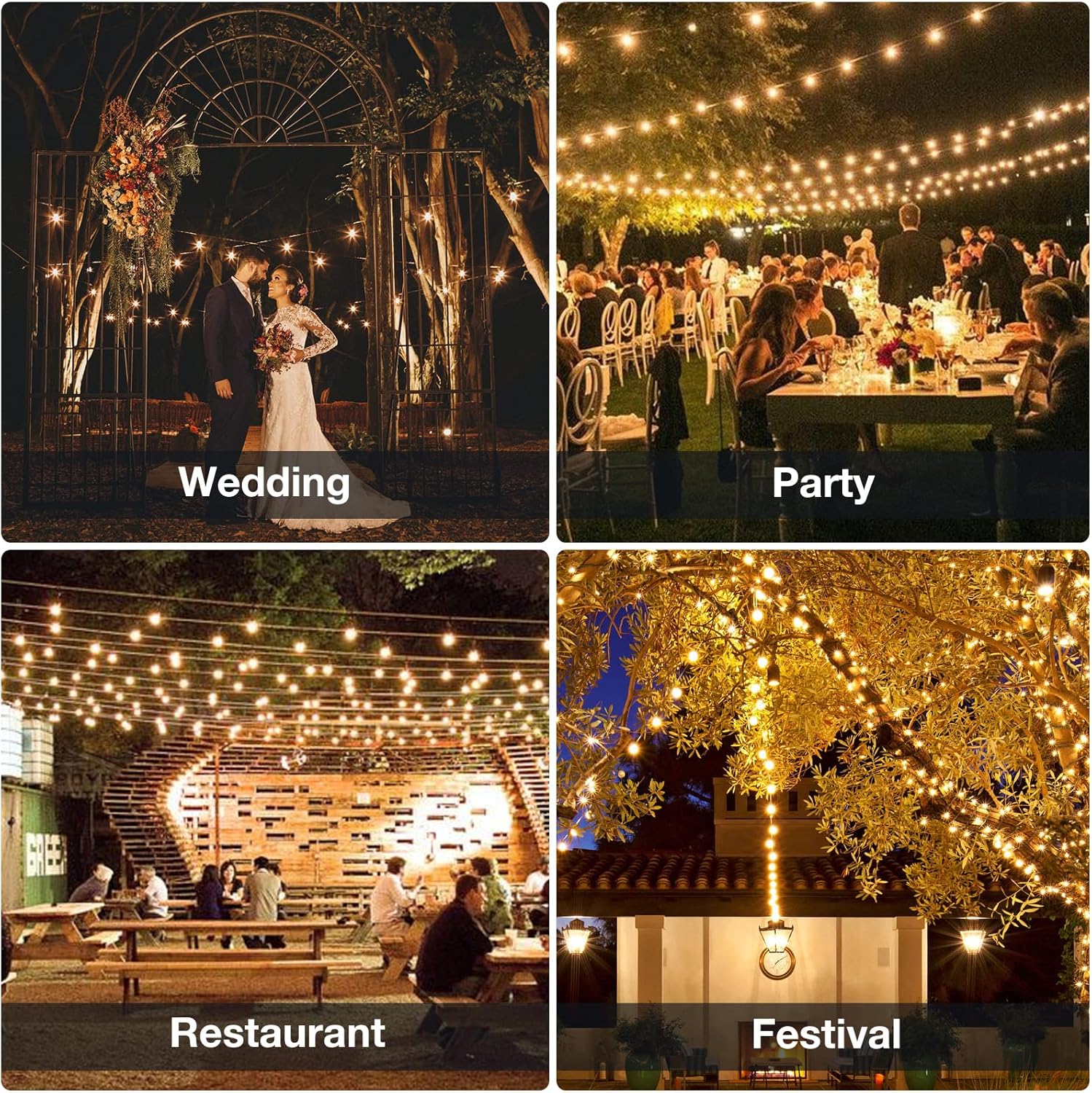 30M/100FT Outdoor Festoon String Lights with Timer