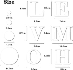 26Pcs Acrylic 3D Mirror Wall Stickers HOME LOVE Set