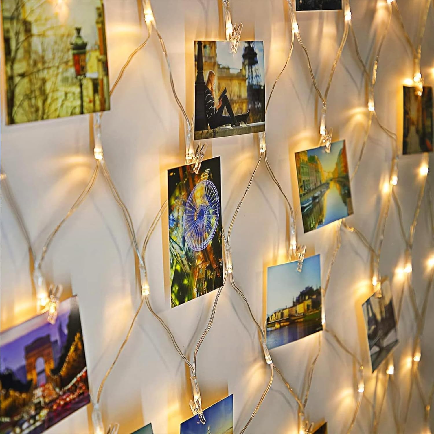 LED Net Fairy Lights – 270 Warm White, 8 Modes