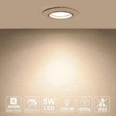 LED Recessed Ceiling Spotlights for Kitchen Ultra Slim Ring Down Lights 5W Equivalent 45W Halogen Lightbulb Cool White 6000K(Pack of 4)