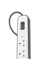 4 Way Extension Lead with 2 USB Ports 2.4A – 2M Surge Protected Power Strip, White