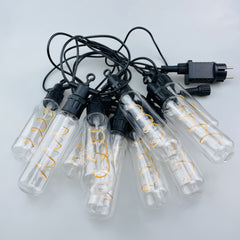 Outdoor Festoon String Lights, 10 Edison Bulbs, 5m, Warm White 3000K, Connectable Hanging Lights