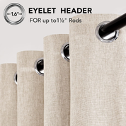 Pale Khaki Thermal Blackout Curtains – Eyelet Insulated Drapes W46 x L72 Inch