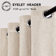 Pale Khaki Thermal Blackout Curtains – Eyelet Insulated Drapes W46 x L72 Inch