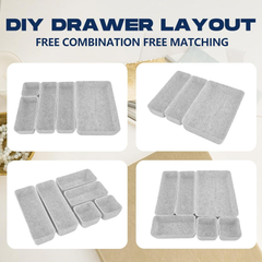 8-Piece Felt Drawer Organizer Set – Eco-Friendly Desk & Makeup Storage Trays (White)