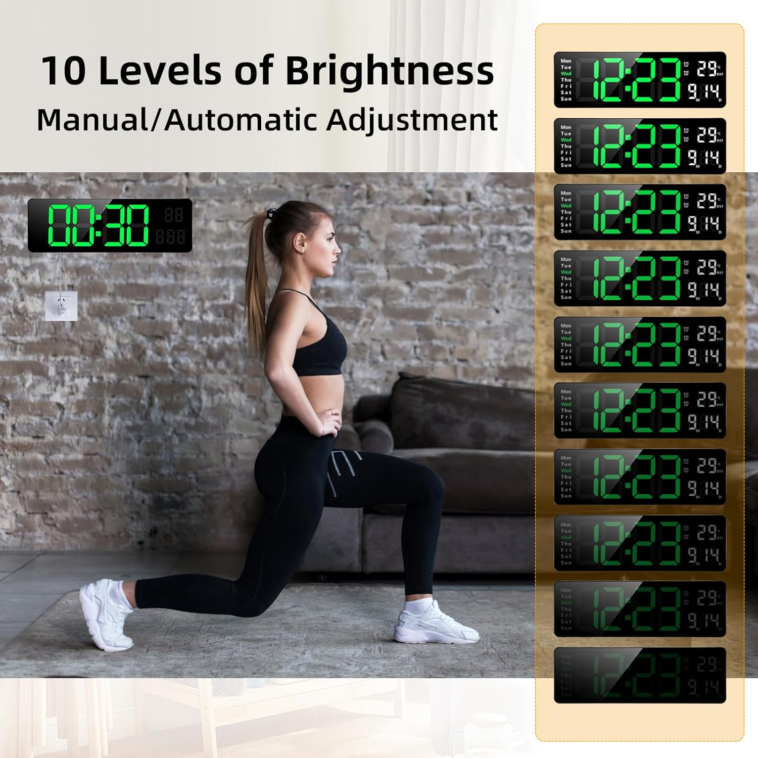 13-Inch Large LED Digital Wall Clock with Remote, Countdown, Date & Temp
