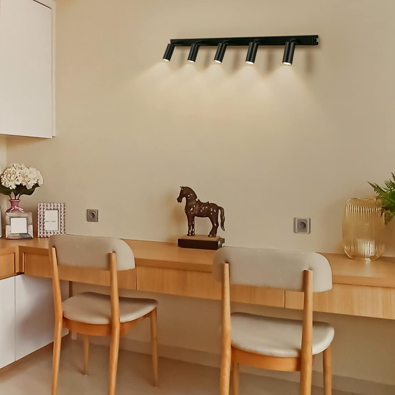 Black 5-Way Ceiling Spotlight with Adjustable Rotatable LED Lights