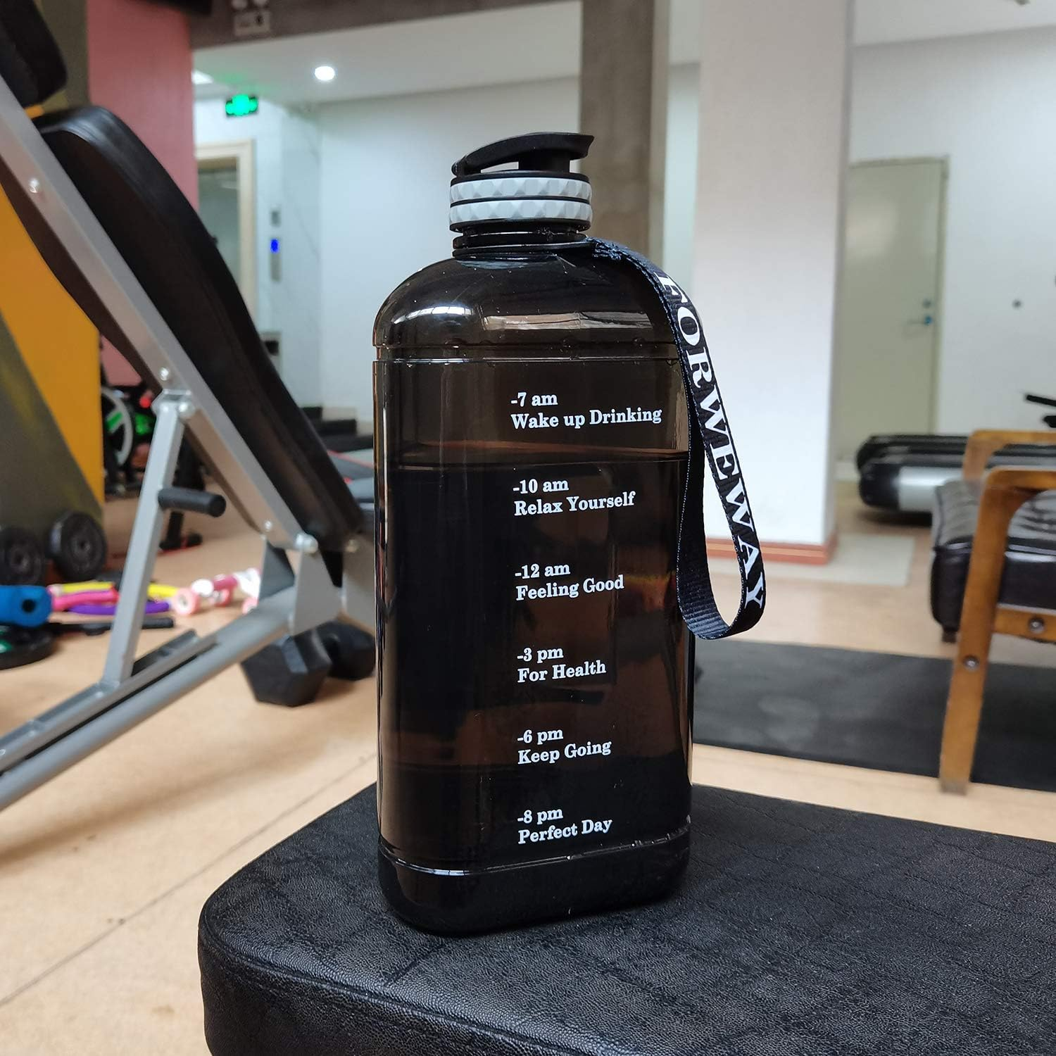 2.2L Large Triangular Gym Water Bottle – Leakproof BPA-Free Plastic Jug Black