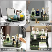 Green Acrylic Makeup Organizer with Stackable Drawers for Skincare & Cosmetics