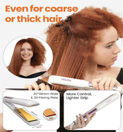 2-in-1 Hair Straightener & Curler – Fast Heating Titanium Flat Iron with 3D Floating Plates (White)