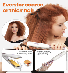 2-in-1 Hair Straightener & Curler – Fast Heating Titanium Flat Iron with 3D Floating Plates (White)