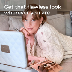 Large Quilted Makeup Bag with LED Mirror & Compartments – Travel Vanity Case