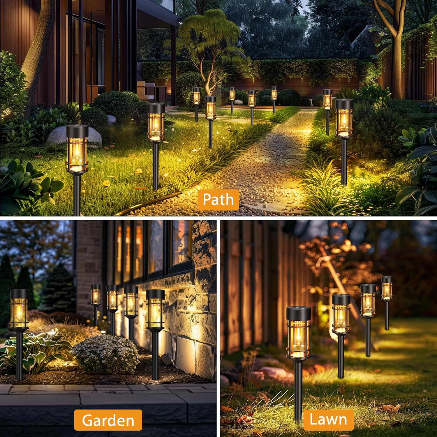 4 Pack Solar Garden Stake Lights Warm White Outdoor