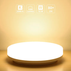 Bathroom Light Warm White, 15W 1500 Lumen Waterproof Ceiling Lights, 3000K, IP54, 100W Equivalent, Small, Modern, Round Ceiling Light