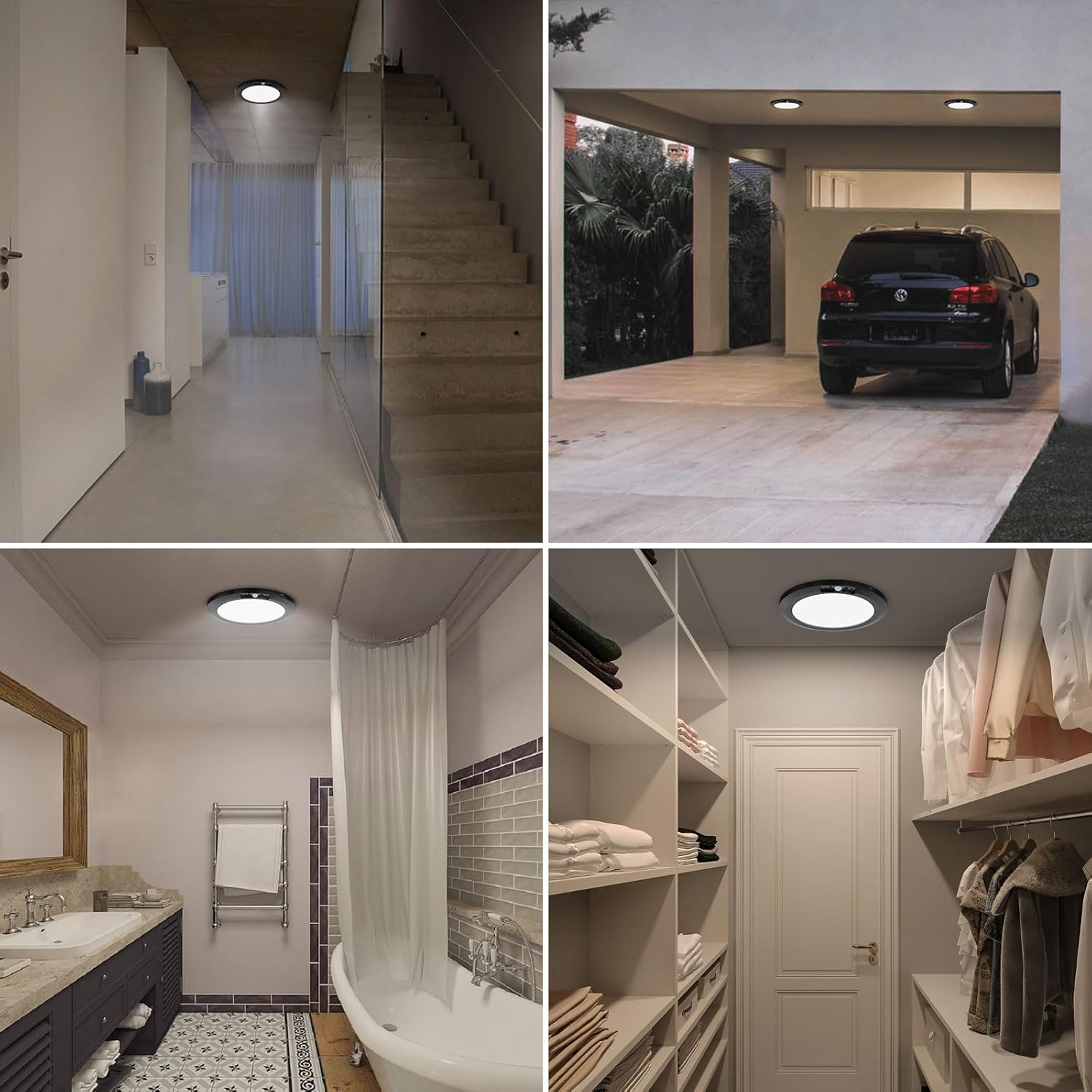 Rechargeable Motion Sensor Ceiling Light, 3 CCT, 400LM