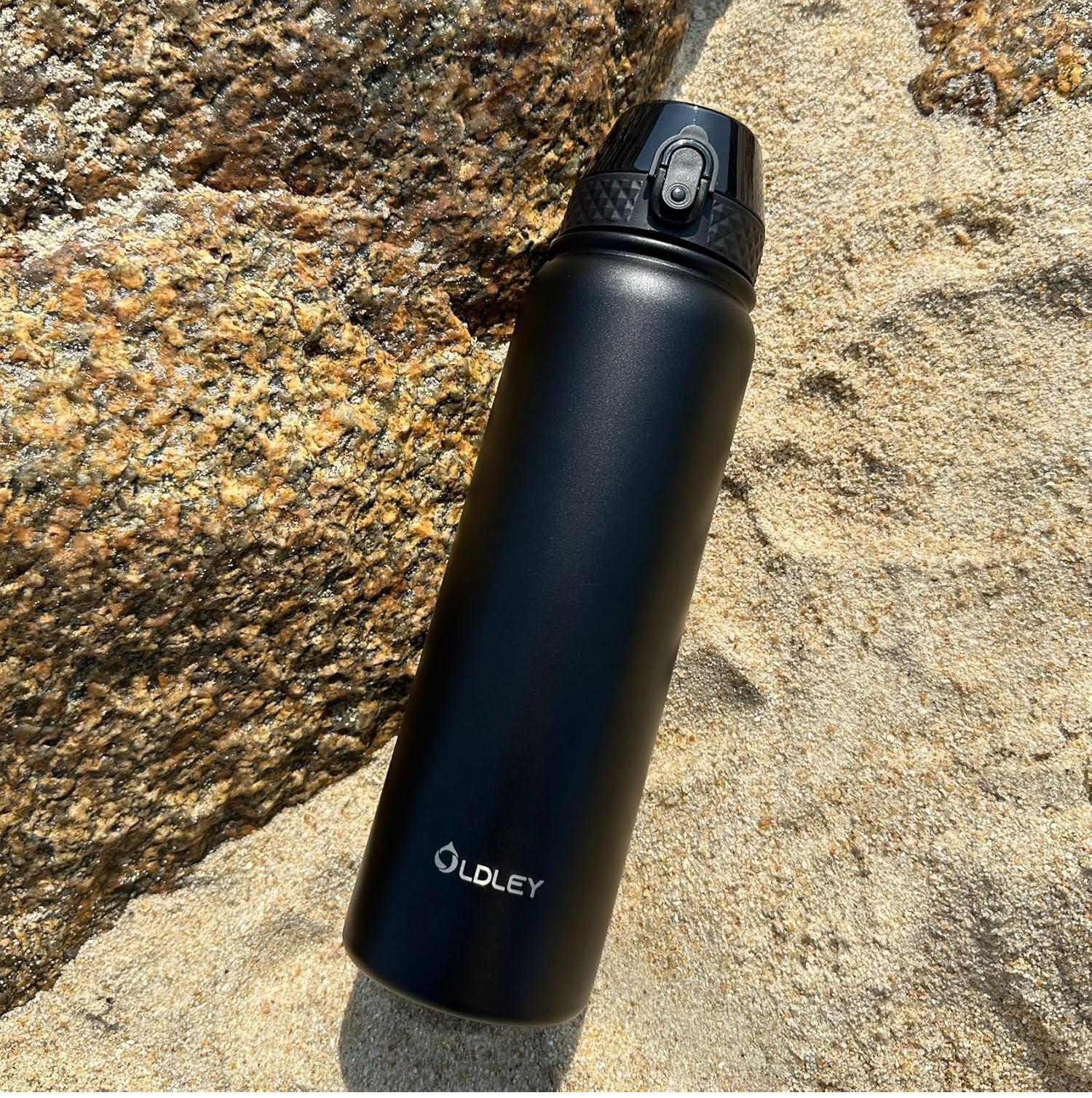 1L Stainless Steel Insulated Water Bottle – Black Leakproof Flask with Straw Lid