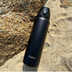 1L Stainless Steel Insulated Water Bottle – Black Leakproof Flask with Straw Lid