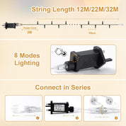 15M Plug-In Fairy Lights, 120 LED, 8 Modes, Waterproof