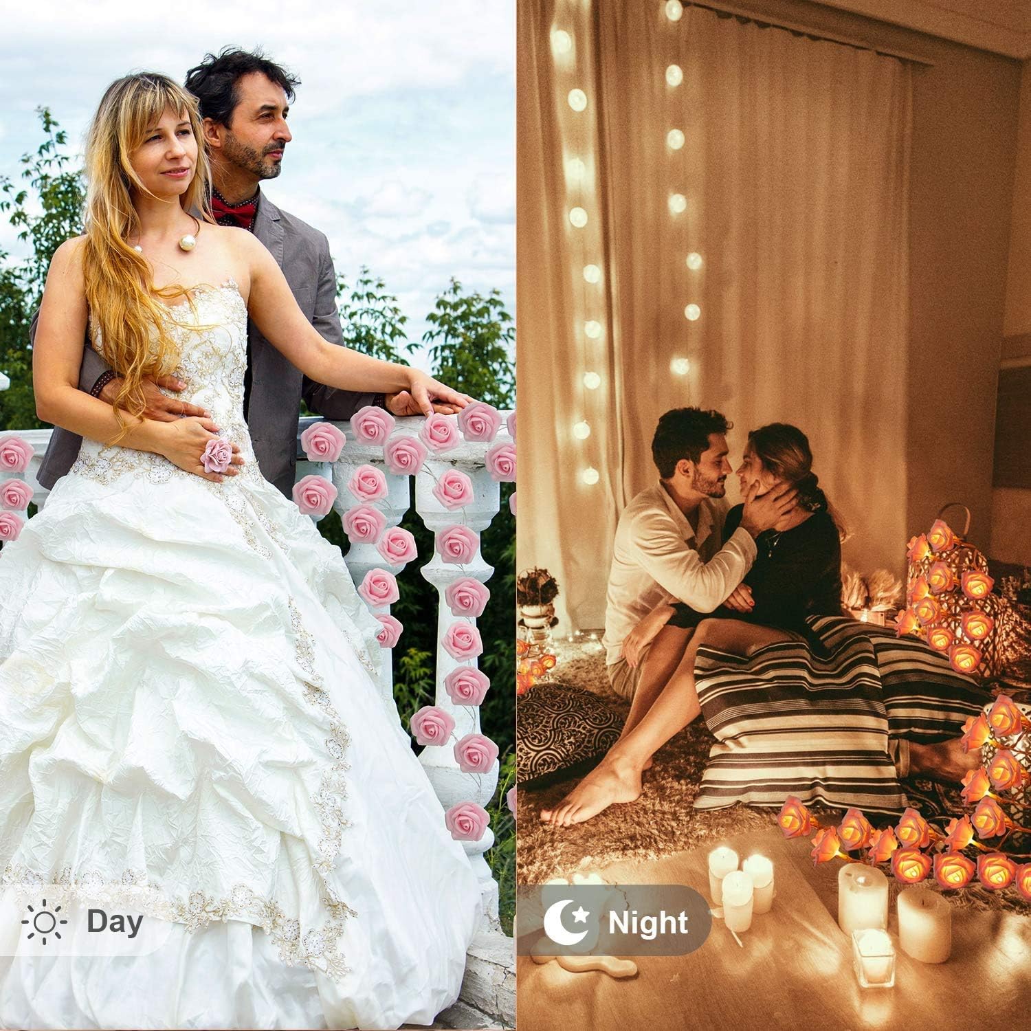 Romantic Pink Rose Fairy Lights – 20 LED Battery