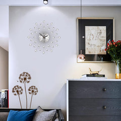 Modern Crystal Diamond Flower Wall Clock for Living Room