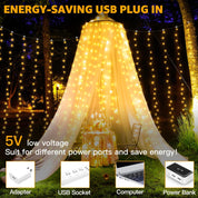 300 LED Curtain Fairy Lights Warm White for Indoor Outdoor
