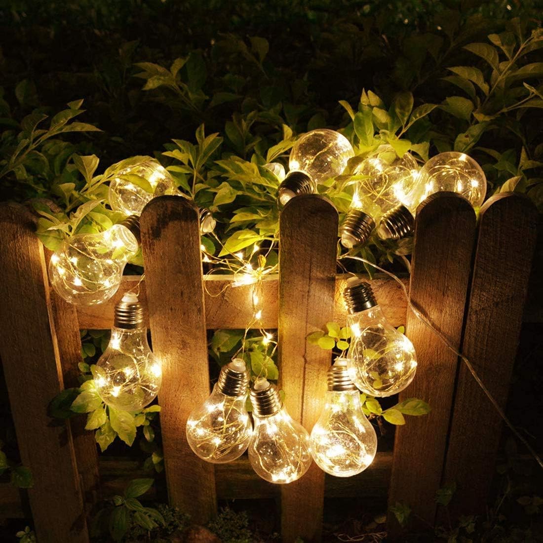 20 Bulb G45 Globe Festoon Copper Wire Fairy Lights | 3W Solar Powered String Lights with Remote & 8 Lighting Modes